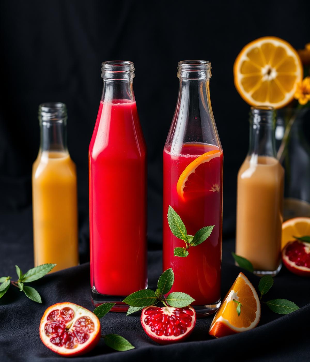 Cold-pressed fresh juice bottles